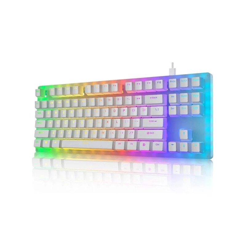 Womier K-87A Mechanical White RGB Keyboard - Red Switch - لوحة مفاتيح